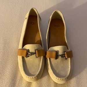 Authentic cream UGG suede loafers.